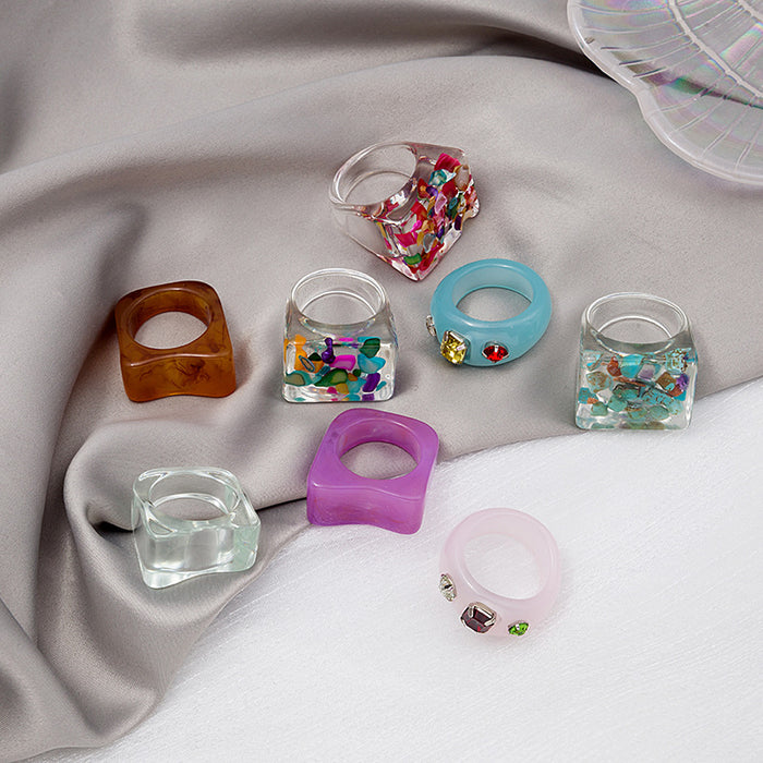 Purple Translucent Irregular Wide Statement Band Ring