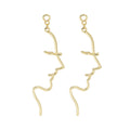 Gold and Silver Abstract Face Line Dangle Earrings view 6