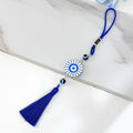 Blue Evil Eye Tassel Hanging Charm With Glass Eye Bead view 12
