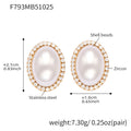 Oval Shell Pearl Zircon Halo Studs And Pave Ear Cuffs view 7