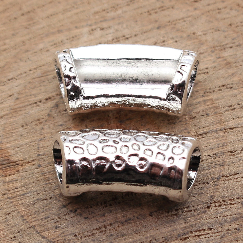 20x10x8.5mm 3.1g Multicolor Zinc Alloy Snakeskin Pattern Curved Tube Large Hole Beads for Bracelets