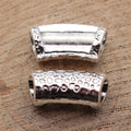 Mixed Finish Metal Hammered Curved Tube Beads For Jewelry Making view 2