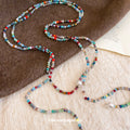Multicolor Beaded Long Necklace With Pearl Drop Accents view 4
