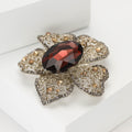 Openwork Five Petal Flower Brooch With Large Oval Crystal view 3