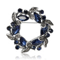 Floral Wreath Brooch Red or Blue Rhinestones Antique Metal view 5