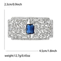 Rectangular Crystal Metal Brooch with Blue Red or Green Stone view 6