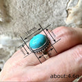 Oval Turquoise Color Ring in Antique Silver-Tone Metal Jewelry view 4