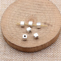Plain Cube Spacer Bead in Antique Silver Metal Finish view 2