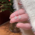Silver Crystal Snowflake Threader Earrings with Fine Chains view 6