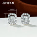 Silver Openwork Rectangle Halo CZ Stud Earrings Alloy view 5