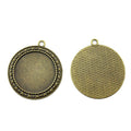Patterned Round Cabochon Pendant Settings in Two Finishes view 4