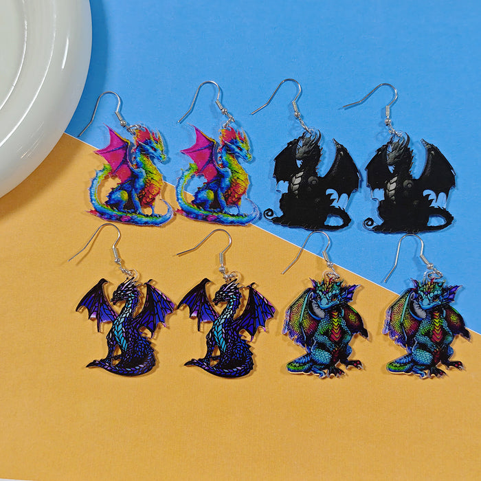 Acrylic Double-Sided Printed Dragon Earrings 4 Styles
