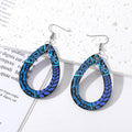 Silver Tone Colorful Patterned Openwork Acrylic Hook Earrings view 6
