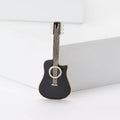 Black Enamel Acoustic Guitar Brooch With Gold Tone Trim view 1