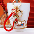 Jeweled Rocking Horse and Winged Horse Keychains with Braided Loops view 1