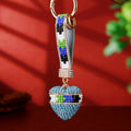 Geometric Crystal Heart Keychains with Matching Jeweled Wrist Straps view 4