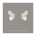 White Shell Butterfly Wing Stud Earrings With Crystal Bars view 3