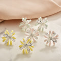Pearlescent Petal Flower Studs with Clear Teardrop Stones view 3