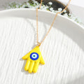 Gold Tone Hamsa Evil Eye Pendant Necklaces in Nine Colors view 6