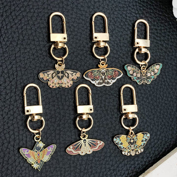 Six-Piece Vintage Moth and Butterfly Lobster Clasp Charm Assortment