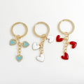 Enamel Heart Charm Keychain With Gold Tone Split Ring view 1