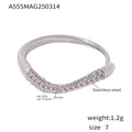 Stainless Steel Wave Pave Zircon Rings Gold Steel Multicolor view 10