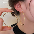 Slim Metal Round Hoop Earrings in Gold and Silver Tones view 4