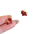 Gold Tone Red Enamel Running Horse Stud Earrings Fashion Jewelry view 5