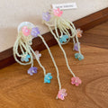 Pastel Flower Tassel Earrings with Long Beaded Strands view 8