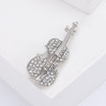 Crystal Violin Brooch with Bow Detail in White or Black view 4