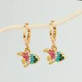 Gold Tone Multicolor Crystal Sea Animal Huggie Drop Earrings view 3