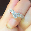 Curved Baguette Double-Rail Ring In Gold And Silver Tones view 2