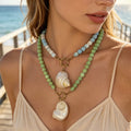 Natural Conch Bead Carabiner Necklaces In Six Color Mixes view 2
