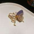 Gold Knitted Openwork Butterfly Brooch Rhinestone Snake Body view 6