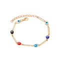 Gold Tone Multicolor Evil Eye Link Bracelet and Necklace Options view 5