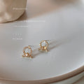 Gold Tone Clear Stone Open Circle Knot Stud Earrings For Women view 4