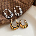 Gold Tone Leopard Print Wide Huggie Earrings Jewelry view 1