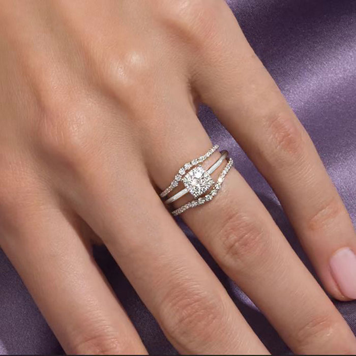 Three-Piece Square Center Ring Set in Two Finishes