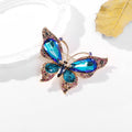 Aqua Gold Tone Butterfly Crystal Metal Brooch Pin 6.3 x 4.8 cm view 5