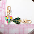Gold Tone Checkered Heart Enamel Clip Keychains in Four Colors view 4