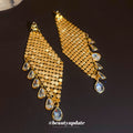 Gold Tone Crystal Mesh Tassel Statement Earrings Jewelry Design view 4