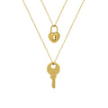 Heart Padlock Key Pendant Necklace Set Fine Cable Chain view 5