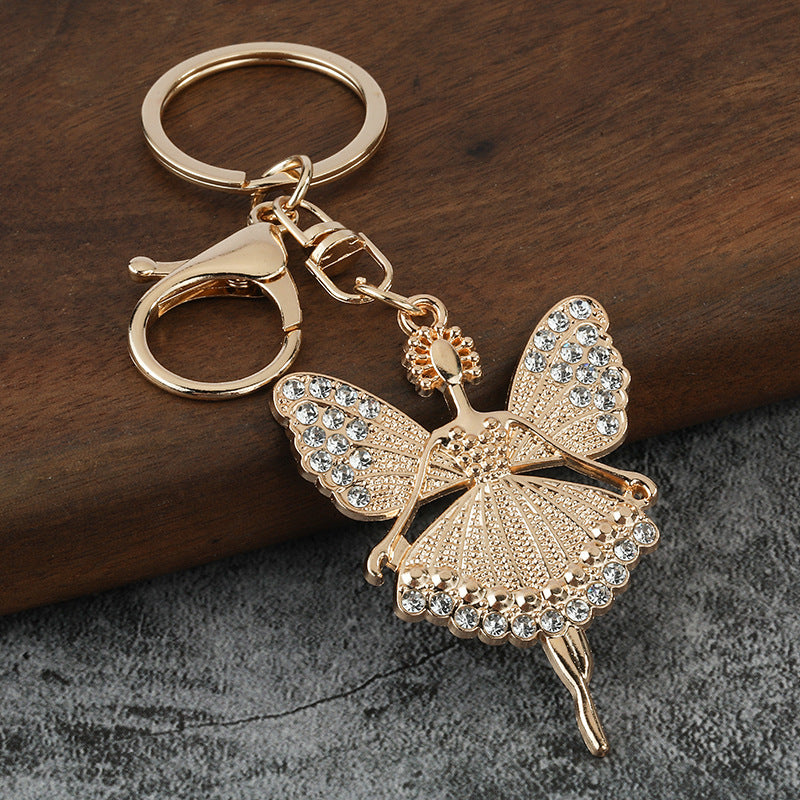 Cute Angel Girl Rhinestone Keychain for Bag Charm and Gift Accessory