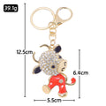 Rhinestone Cow Keychain Gold Clasp Red Pink Purple Blue view 3