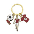 Enamel Soccer Triple Charm Keychain Gold Split Ring view 5