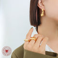 Irregular Wavy Sculptural Metal Stud Earrings Gold Steel view 3
