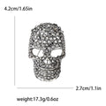 Pave Rhinestone Skull Brooch Pin Silver Black 2 Colors view 5