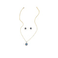 Round Blue Evil Eye Necklace and Stud Earring Jewelry Set view 5