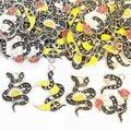 Black Enamel Skull and Snake Charms in Six Coiled Designs view 2