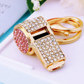 Jeweled Metal Whistle Keychains in Pink Blue and Assorted Color Options view 2
